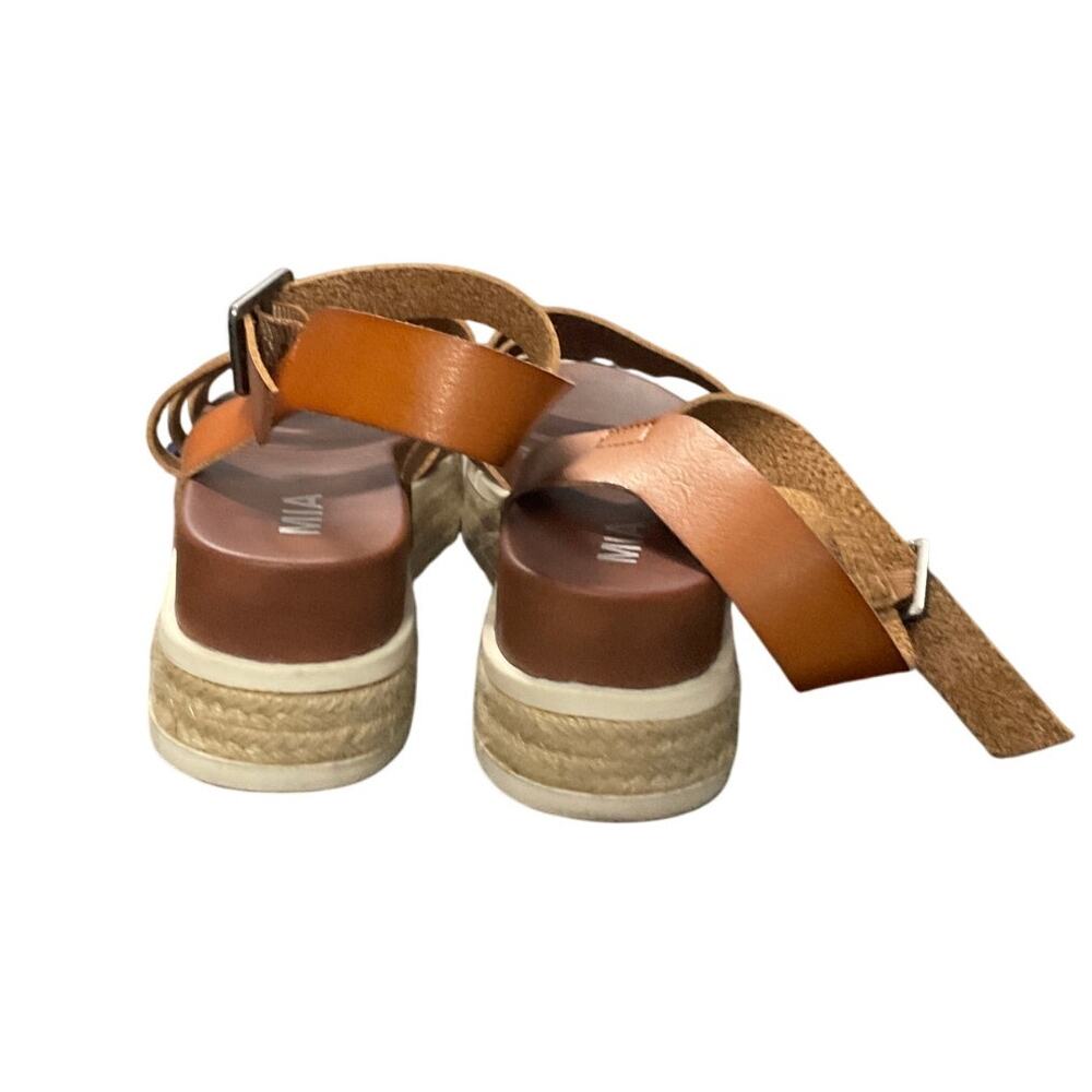 MIA Platform Espadrille Sandals Tan Brown Strappy Wedge Flatform Women’s Size 10 - Picture 4 of 6